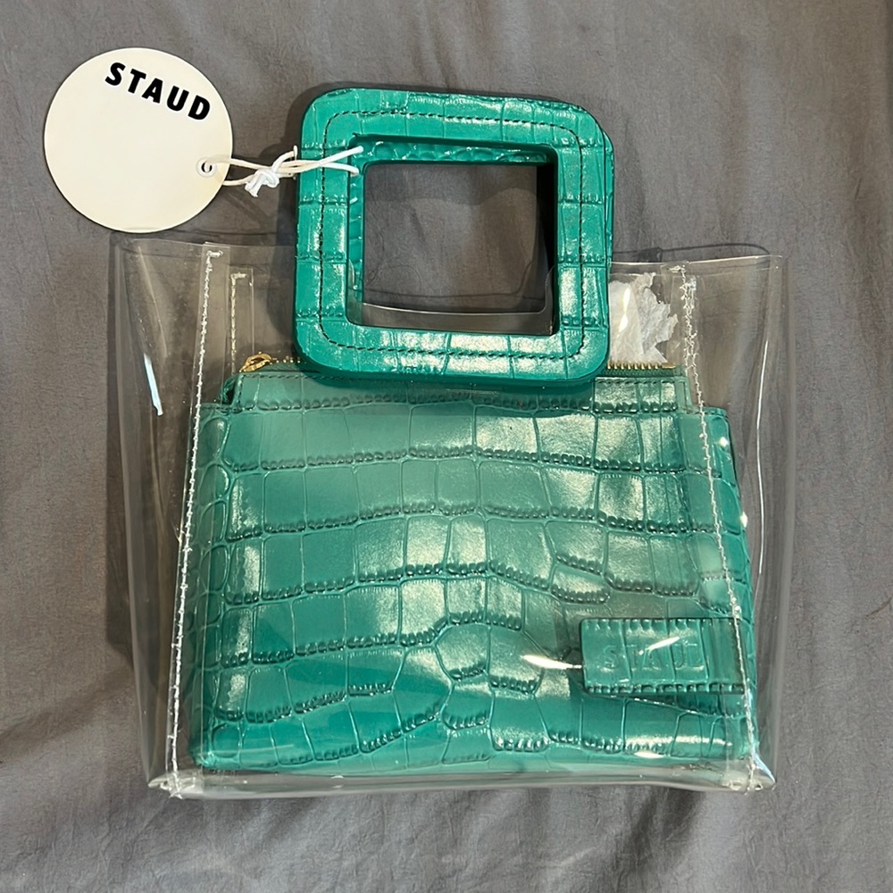 Staud Mini Shirley in Jade Croc